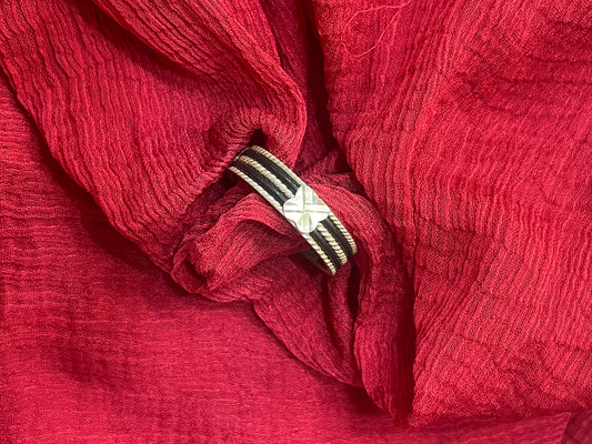 92.5 Silver Black Thread Ring for Men | Four Clove Fiber Design | Stylish Modern Jewellery
