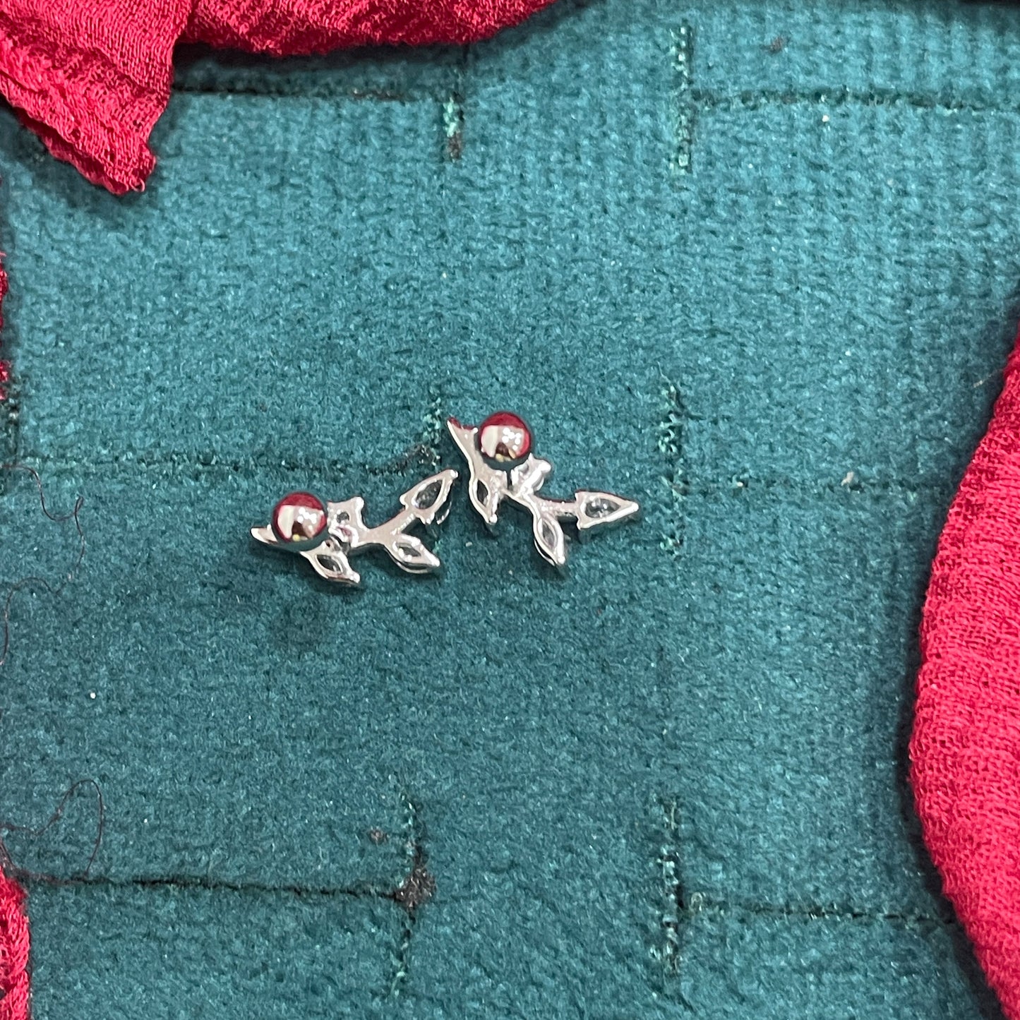 925 Silver Helix Leaf Studs - Ball back