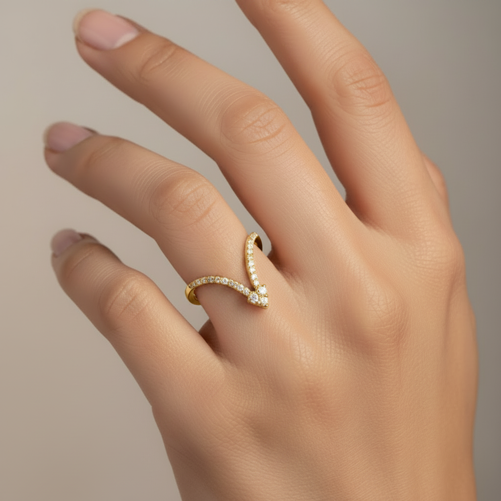 92.5 Silver Stylish Gold Plated Vanki Ring | Elegant Traditional Contemporary Design | Jewellery