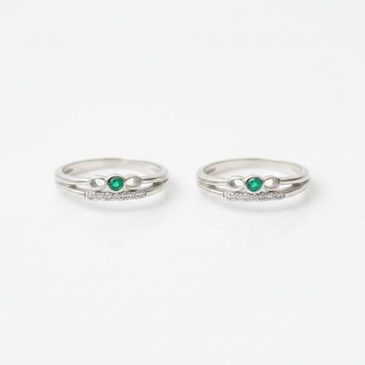 92.5 Silver Green Stone Toe Rings | Premium Elegant Design | Jewellery