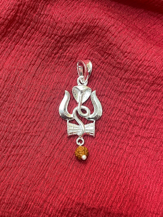92.5 Silver Trishul (Trishulam) Design Pendant for Men & Women – Temple Style