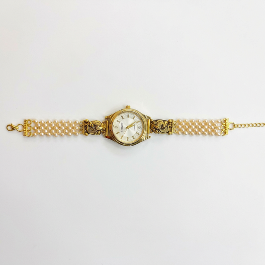 92.5 Silver Gold Plated Nakshi Peacock Pearl Watch
