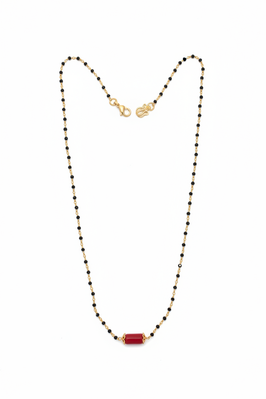 925 Silver Gold Plated Coral Black beads Chain