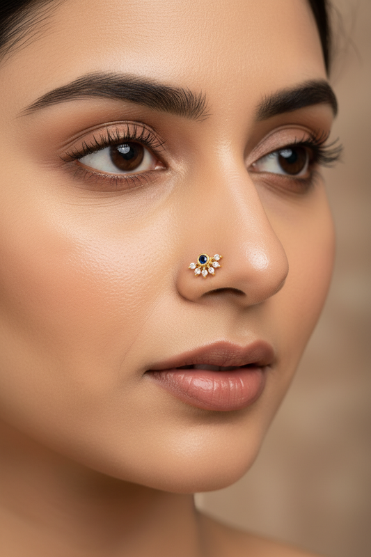 92.5 Silver Gold Plated Nose Pin for Women | Stylish Elegant Design | Jewellery