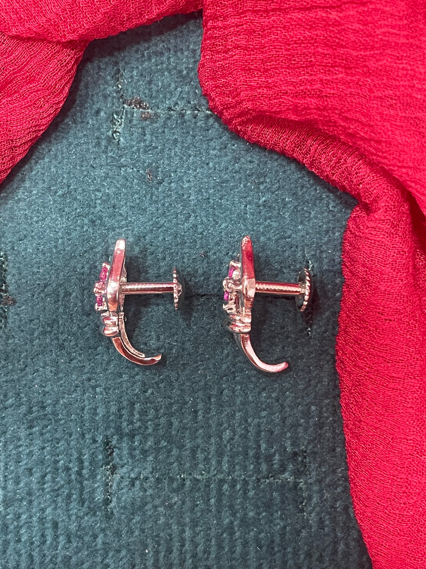 92.5 silver classy pink stone CZ earrings