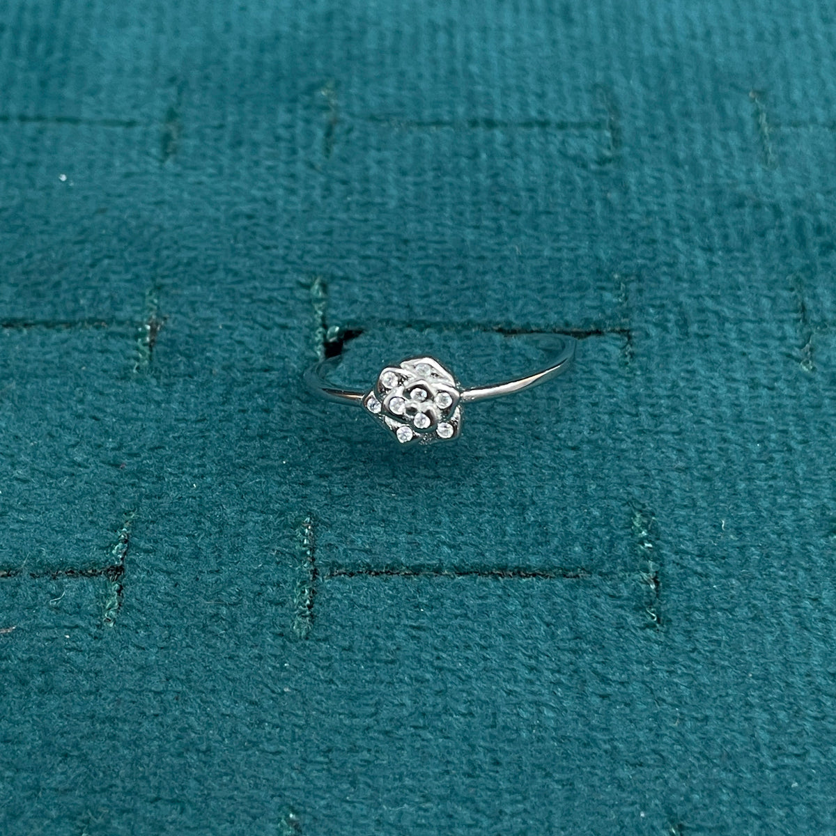 92.5 Sterling Silver Sculpted Rose Flower Finger Ring