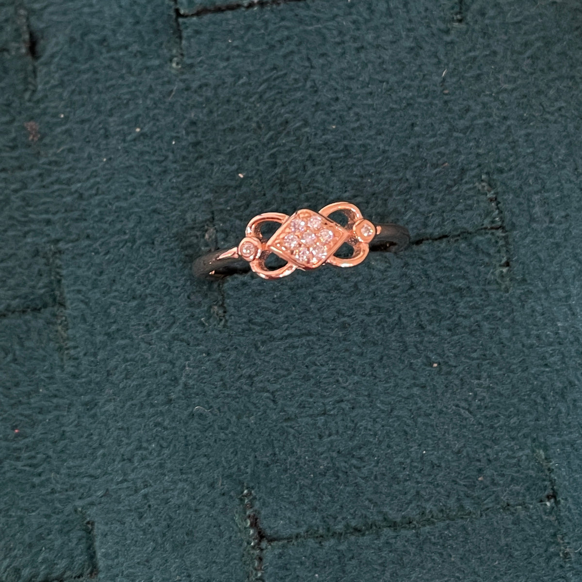 92.5 Silver Rose Gold Plated White CZ Square Loop Toe Rings