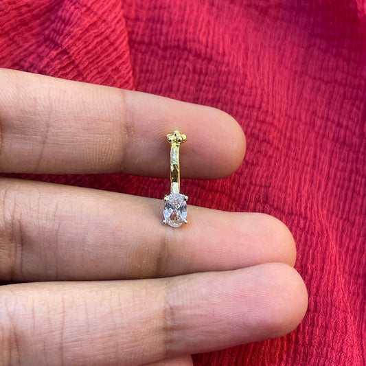 92.5 Silver Gold Plated White Stone Press-On Bugadi for Women | Stylish Non-Piercing Ear Cuff | Elegant Jewellery