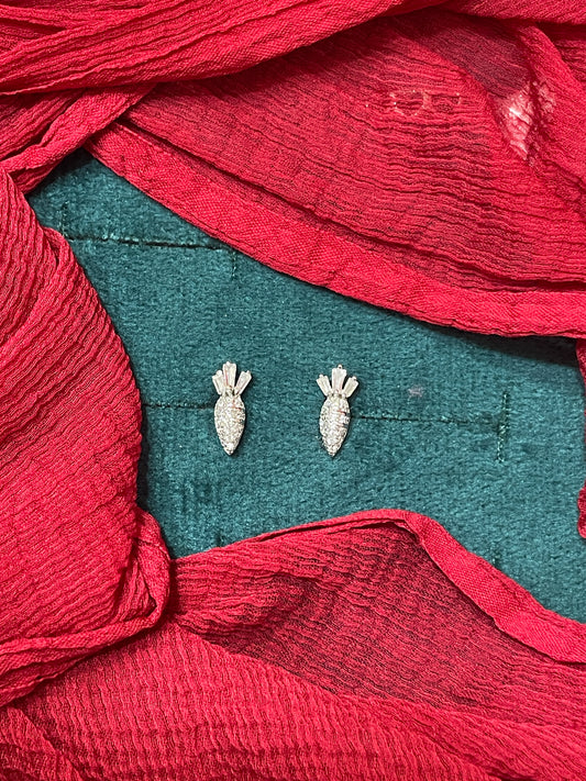 92.5 Silver Minimal Carrot Earrings for Women | Cute Playful Design | Stylish Jewellery