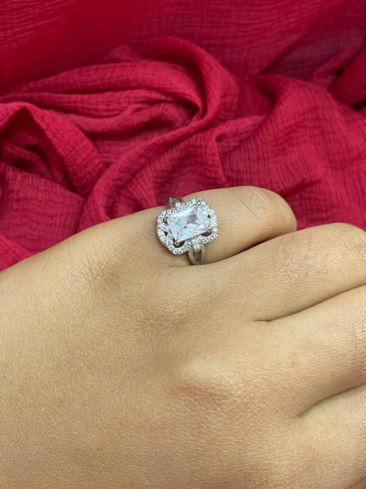 92.5 Silver White Stone Ring for Women Size 10 | Elegant Design | Daily Wear Jewellery