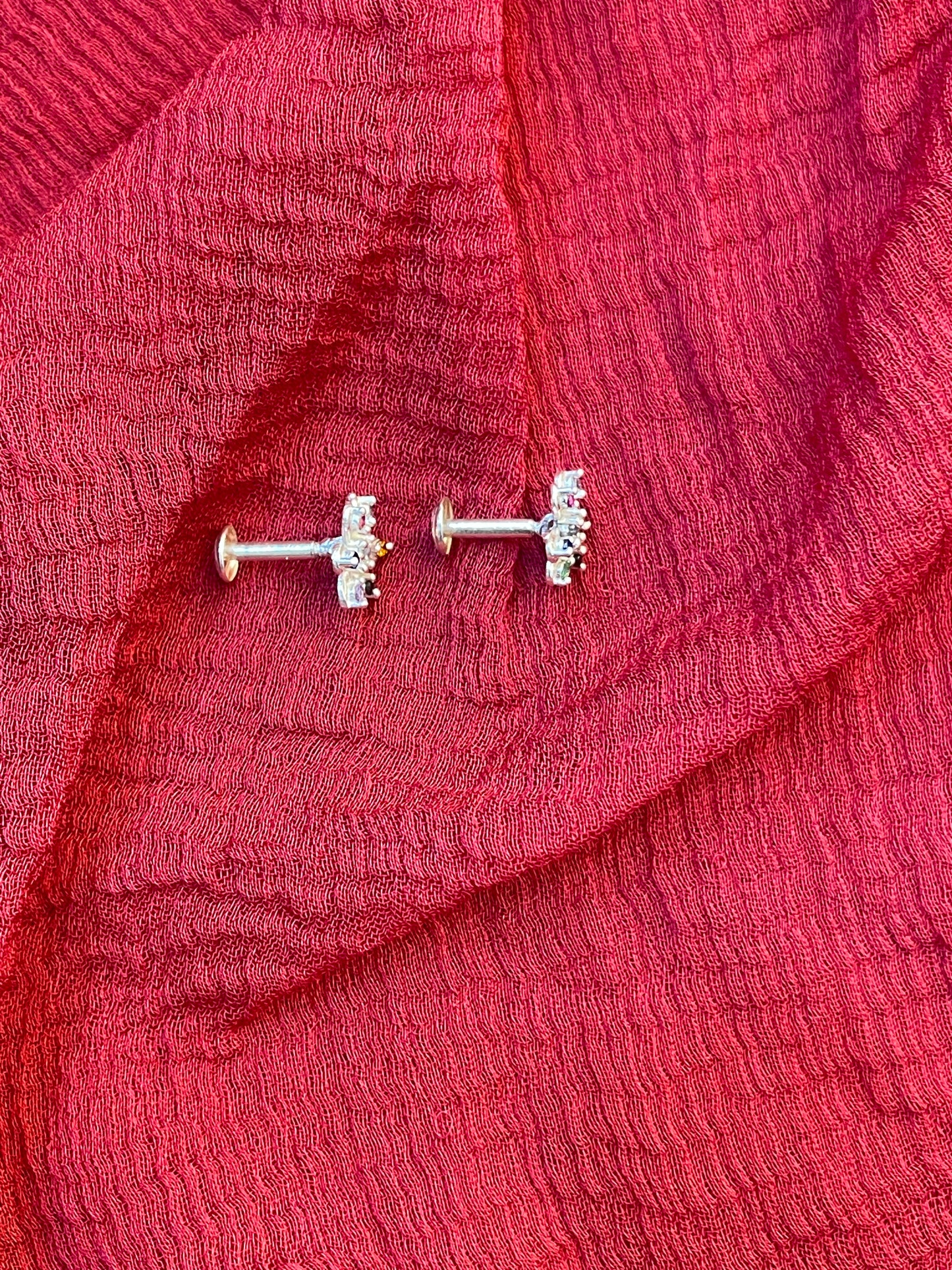 92.5 Silver Multicolor Second Studs / Nose Pin (Single Piece) | Stylish Vibrant Design | Jewellery