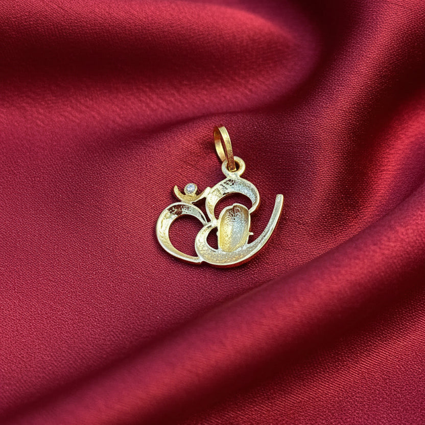 92.5 Silver Gold Plated OM Pendant