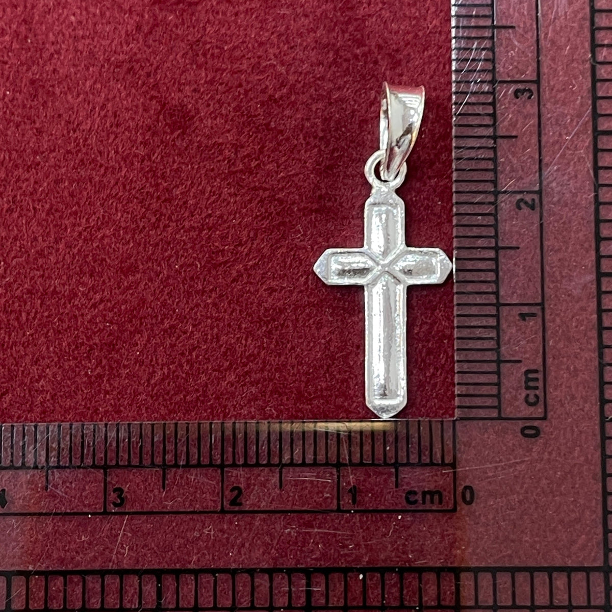 92.5 Sterling Silver Bevelled Cross Pendant