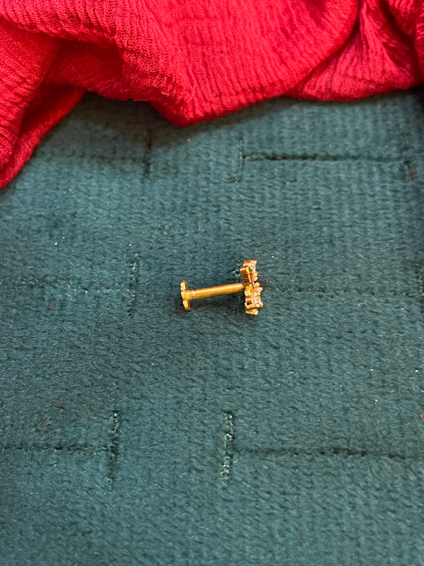 925 Silver Gold Plated Ruby Nosepin