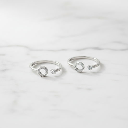 92.5 Silver Round White Stone Toe Rings | Premium Classy Design | Jewellery