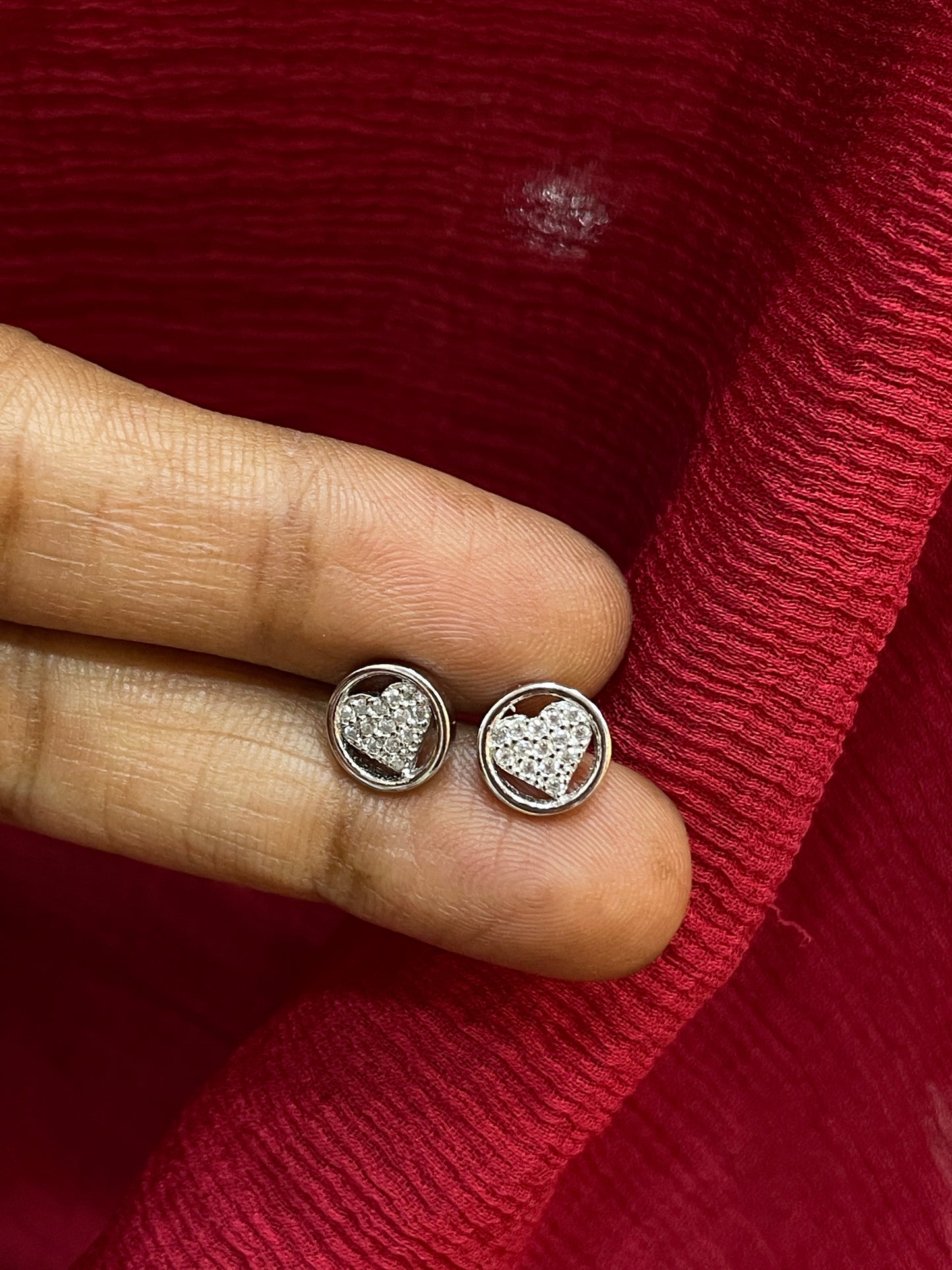 92.5 Silver Heart Shape Studs | Stylish Elegant Design | Jewellery