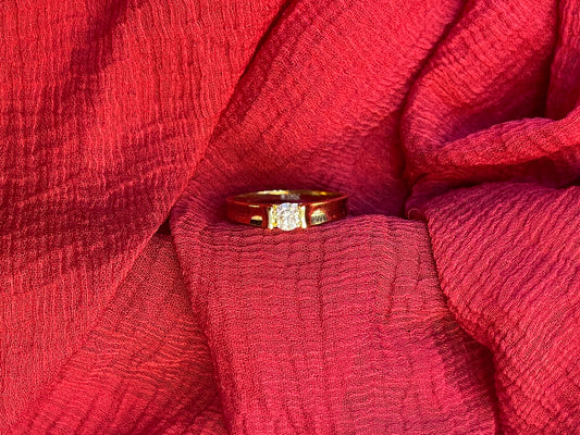 92.5 Silver Gold Plated White Stone Ring for Women Size 10 | Elegant Minimal Jewellery