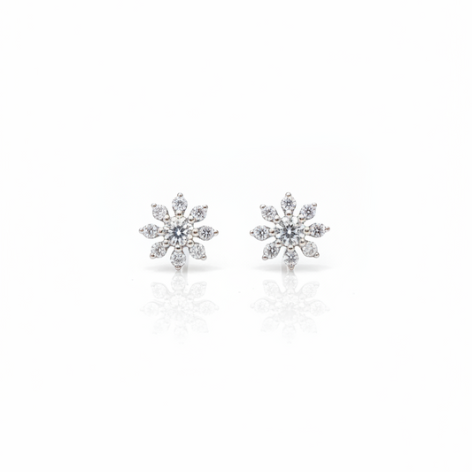 925 Silver 8 Petal Studs - Ball back