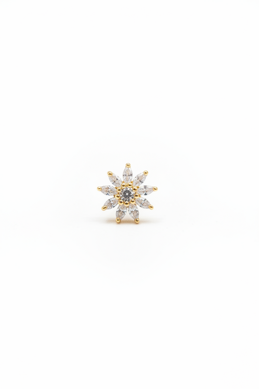 925 Silver Gold Plated Daisy Nosepin