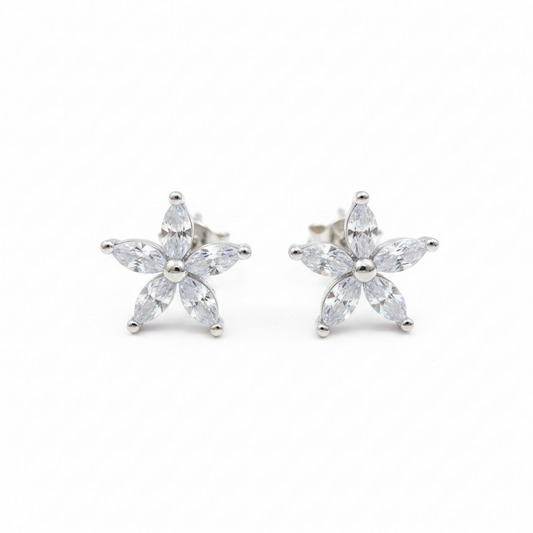 92.5 Silver Star White Stone Earrings for Women | Celestial Sparkle Design | Elegant Jewellery