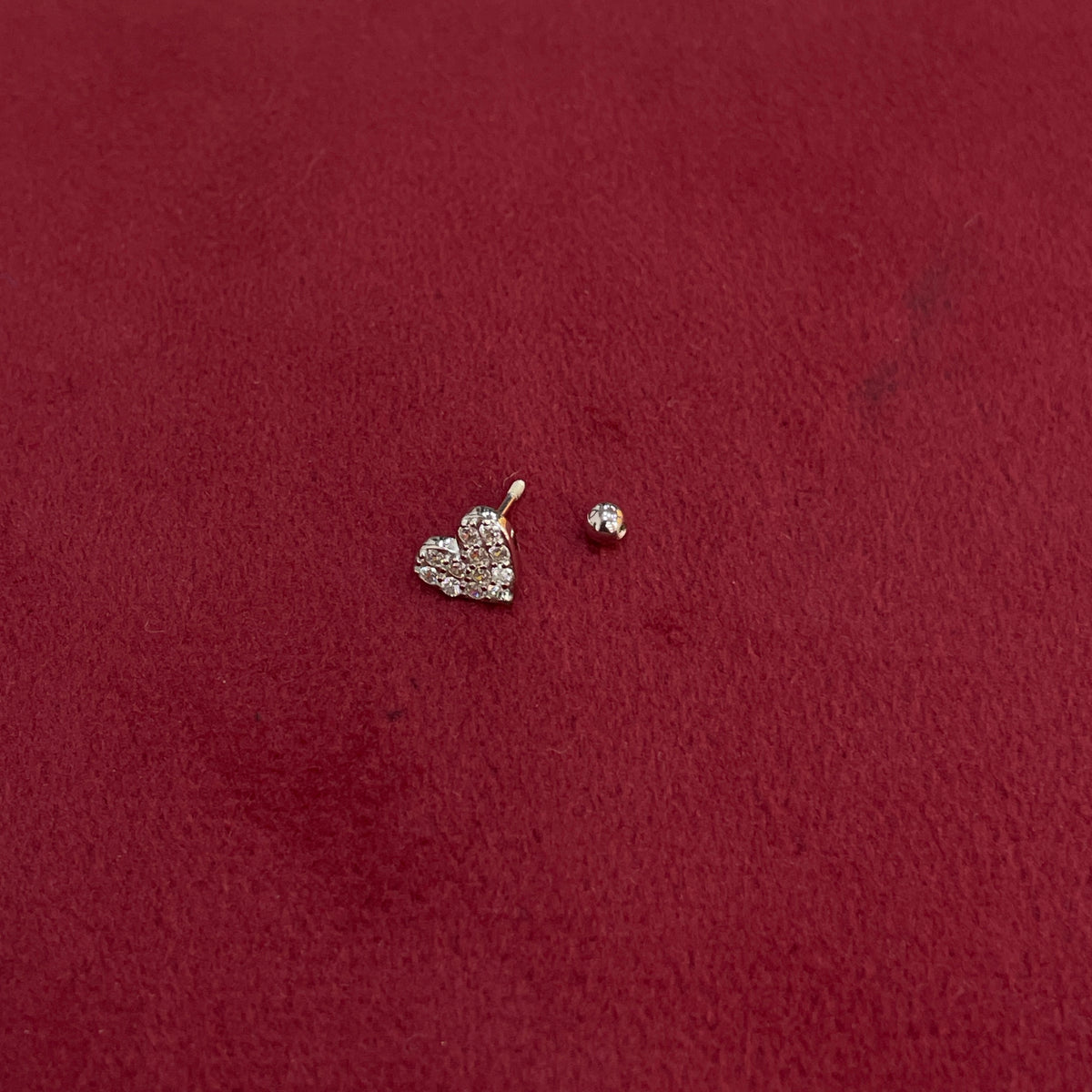 925 Silver Heart Studs - Ball back pair