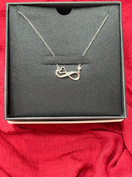92.5 Silver Infinity Heart White Stone Chain 18.5 Inches | Premium Stylish Elegant Design | Jewellery