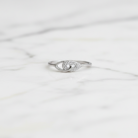 92.5 Sterling Silver Evil Eye Pave CZ Finger Ring