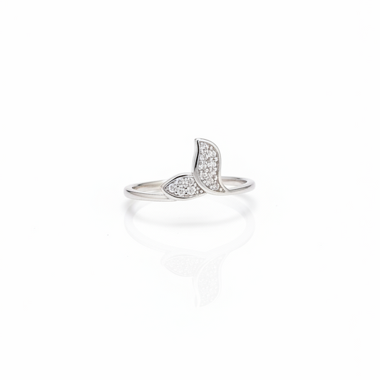 92.5 Silver Mermaid Tail CZ Ring Size 9