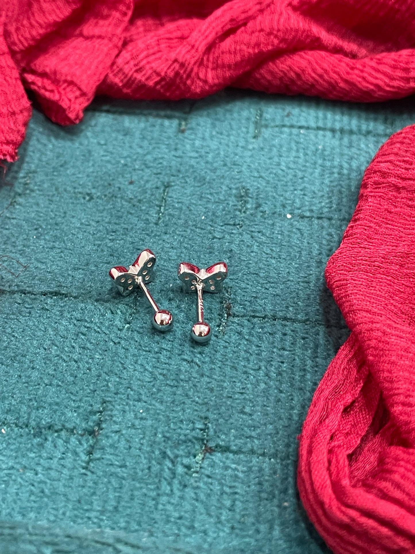 925 Silver Tiny Butterfly Studs - Ball back