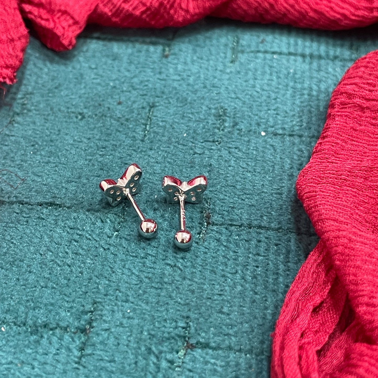 925 Silver Tiny Butterfly Studs - Ball back