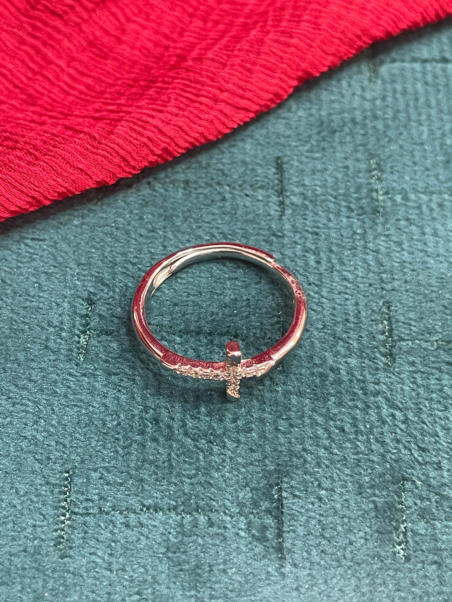 92.5 Silver Cross Design Ring for Women (Size 12) – Elegant Minimal Style