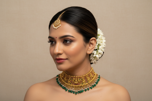 92.5 Silver Gold Plated Lakshmi Devi Necklace for Women | Traditional Temple Style | Elegant Spiritual Jewellery