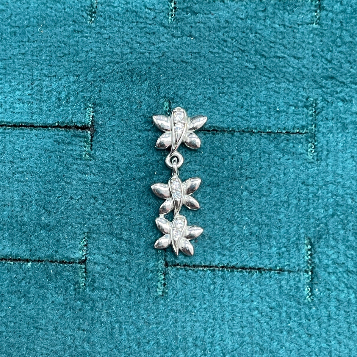 92.5 Sterling Silver CZ Leaf Spray Drop Earrings for Women pair