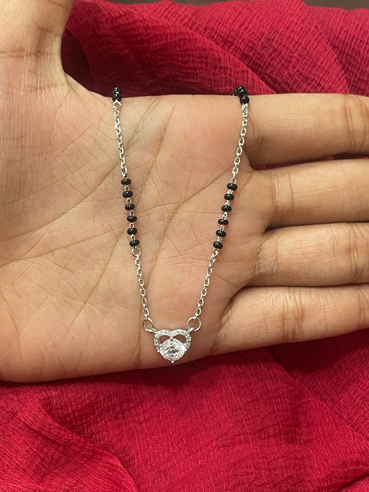 92.5 Silver Black Bead Chain for Women 18.5 Inches | Stylish Mangalsutra Style Daily Wear Jewellery