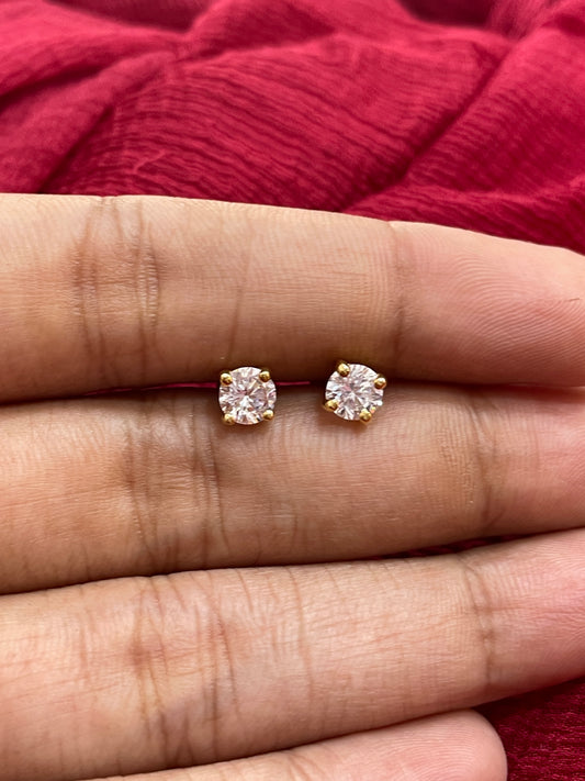 92.5 Silver Gold Plated Stud Earrings for Women | Stylish Minimal Design | Elegant Jewellery