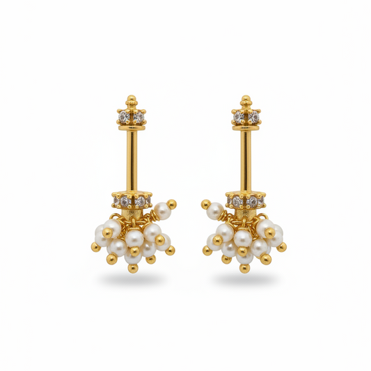 92.5 Silver Mini Jhumki Bugadi (White) | Stylish Cute Design | Elegant Jewellery (pair)