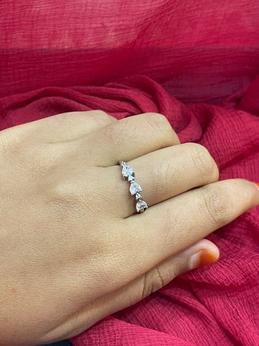 92.5 Silver White Stone Ring for Women Size 18 | Stylish Radiant Design | Elegant Fashion Jewellery