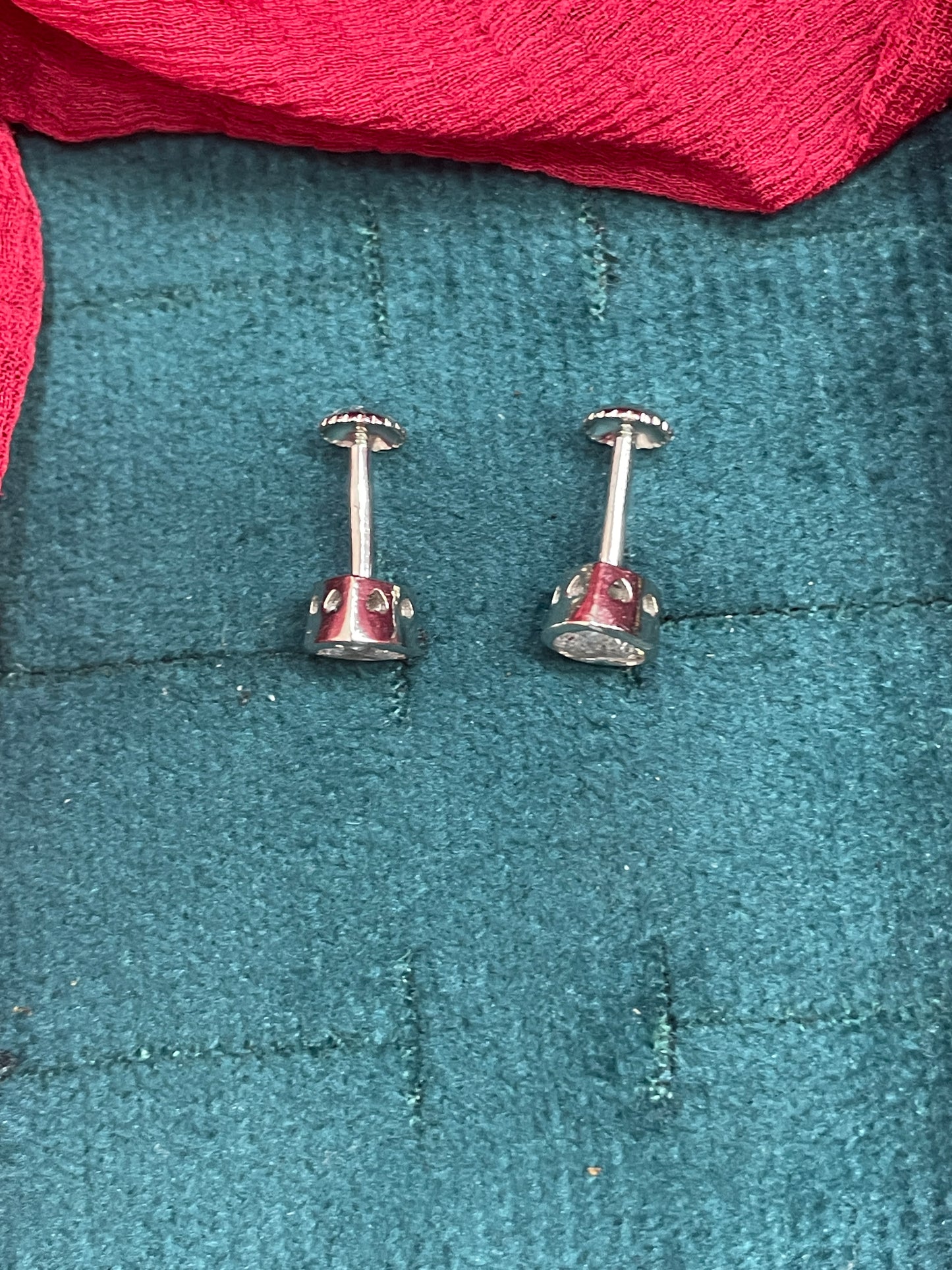 92.5 Silver Heart Studs Pair