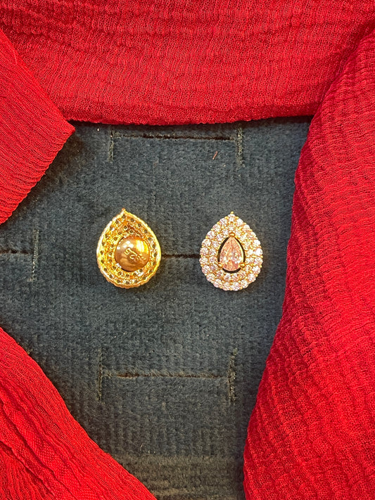 92.5 silver gold plated stylish white stone drop earrings