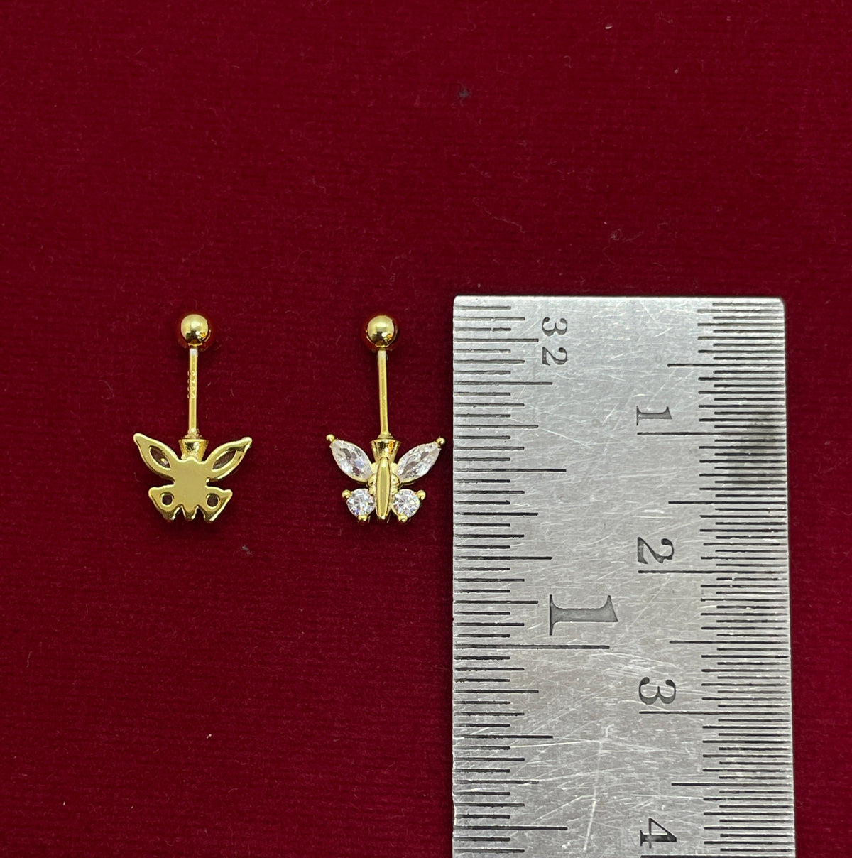 92.5 Silver Gold Plated Tiny Butterfly Bugadi - Pair