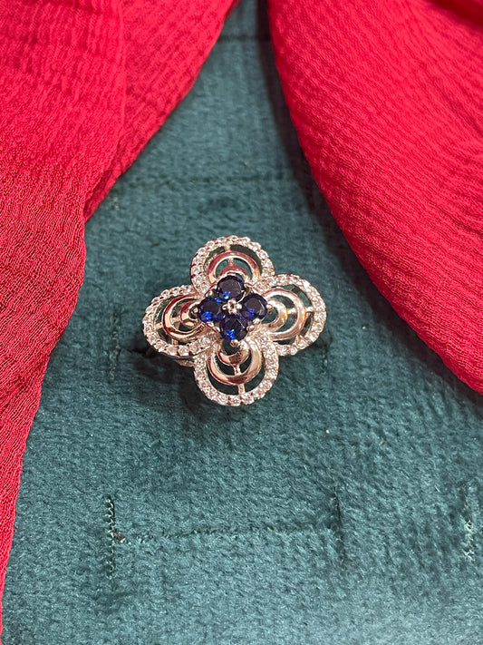 92.5 Silver Classy Blue Stone Ring for Women Size 17 | Elegant Premium Design | Stylish Jewellery
