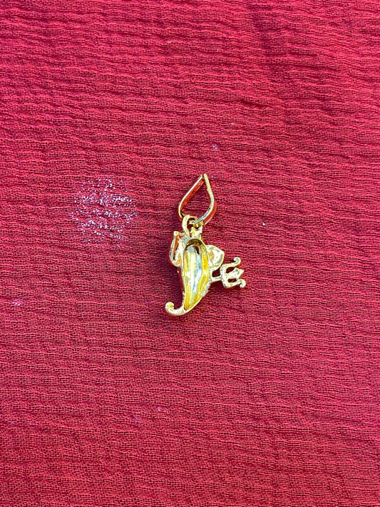 92.5 silver gold plated Ganesha trisulam pendant