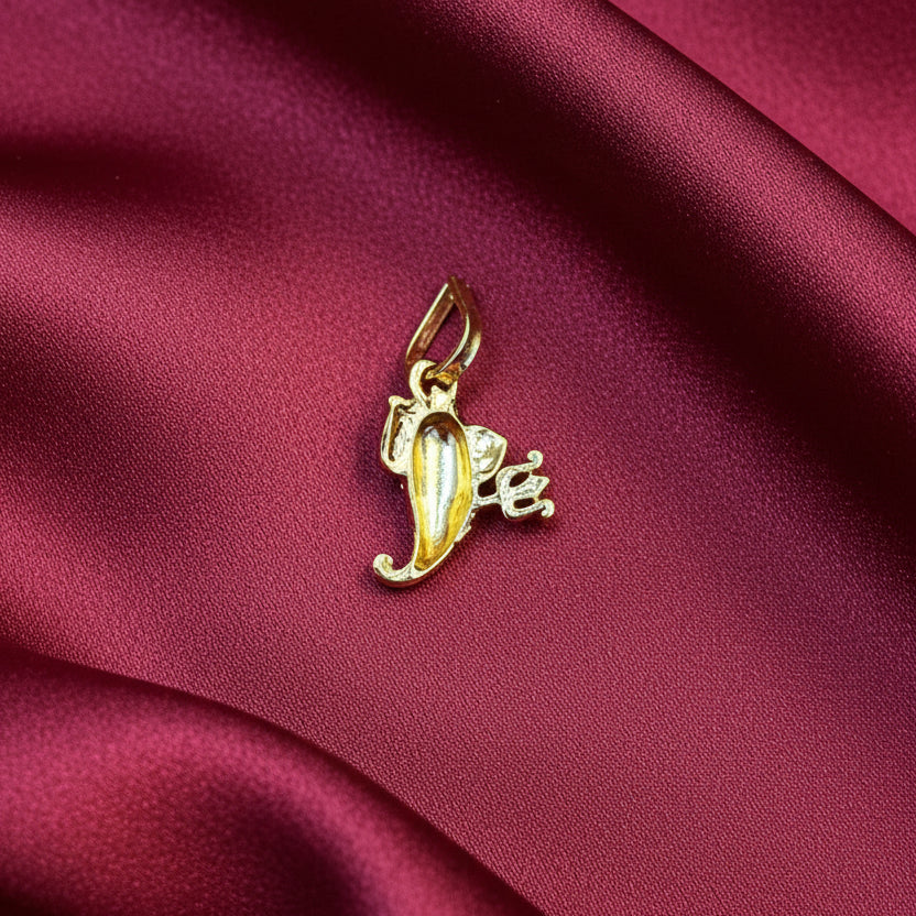 92.5 Silver Gold Plated Ganesha Trishul pendant