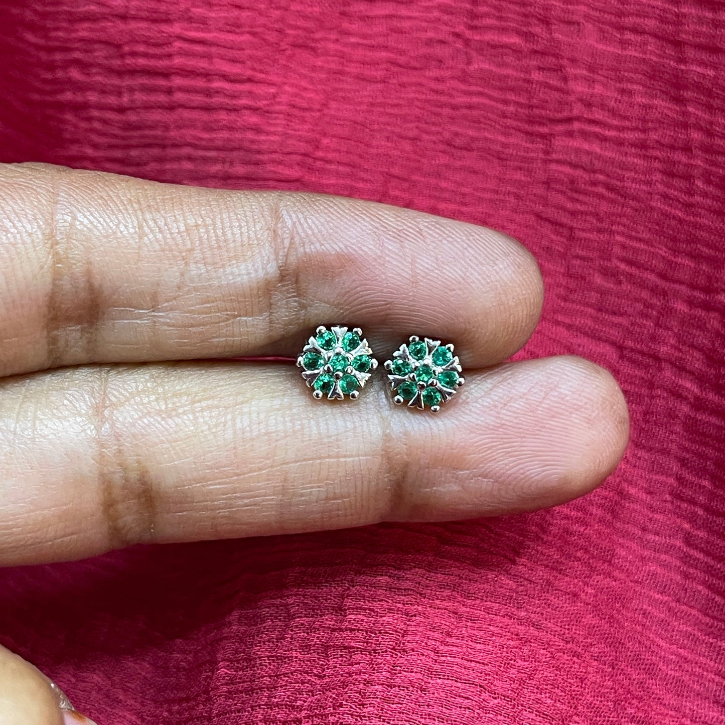 925 Silver Green Stone Studs