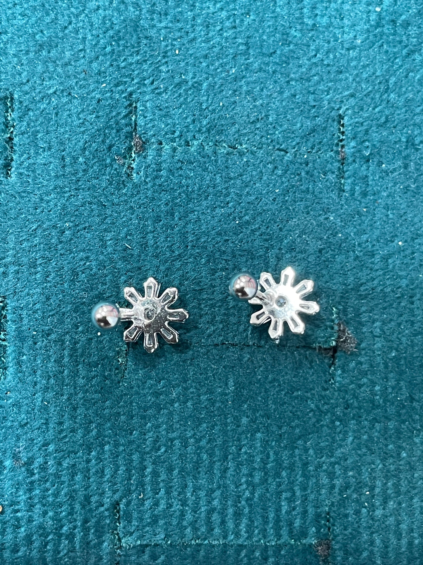 925 Silver Starburst Stud Earrings | CZ Sparkle Daily Wear Earrings with Ball Screw Back