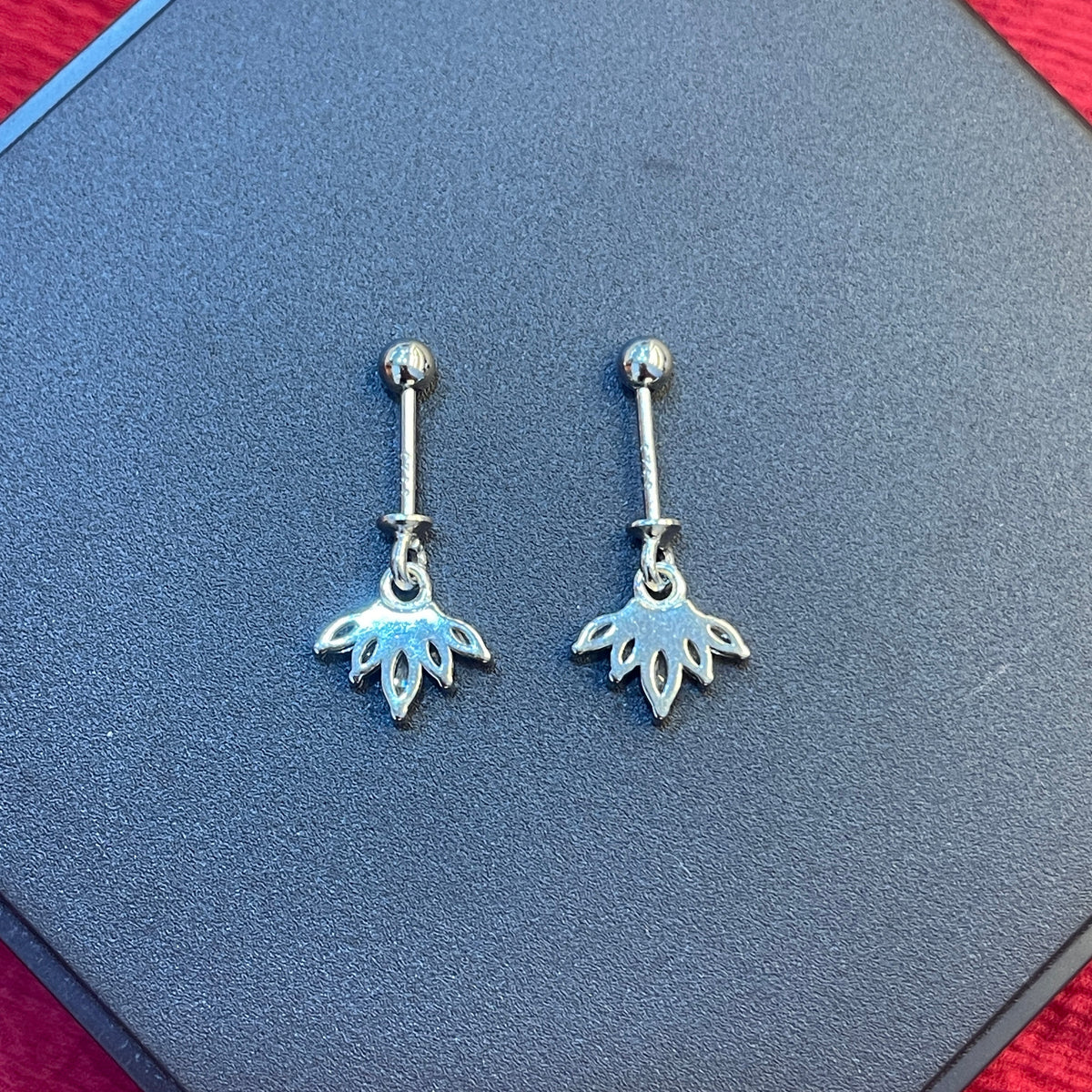 92.5 Silver Hanging Five Leaf Bugadi Pair for Women | Floral Helix Earrings |