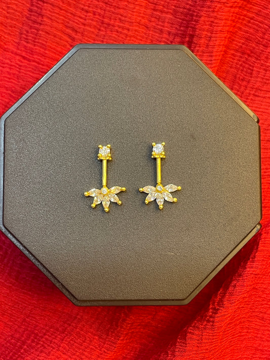 92.5 Silver Gold Plated Flower Bugadi - Pair
