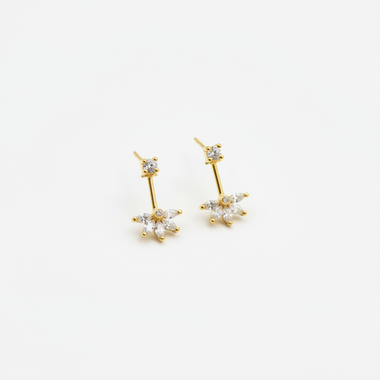 92.5 Silver Gold Plated Flower Bugadi - Pair