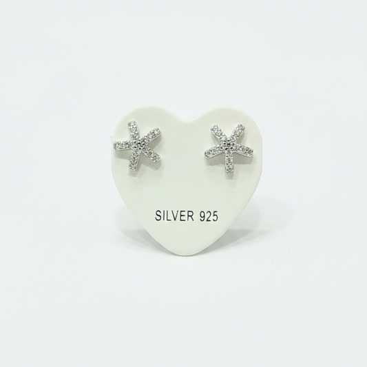 92.5 Silver White Stone Star Studs | Elegant Sparkle Design | Jewellery