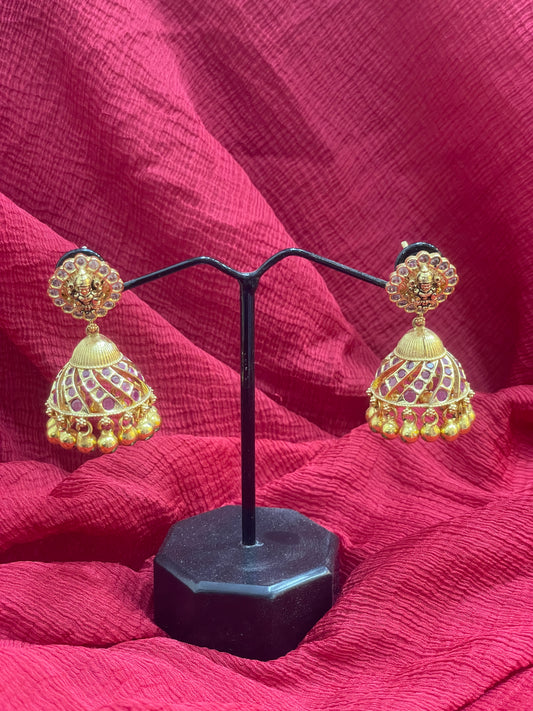 92.5 Silver Gold Plated Stylish Jhumka Earrings for Women | Elegant Ethnic Design | Festive Wear Jewellery